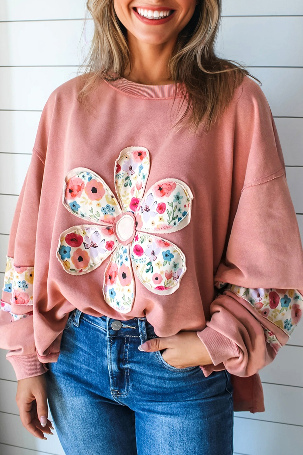 Floral Applique 🌸 Baggy Top *TWO COLORS* LT