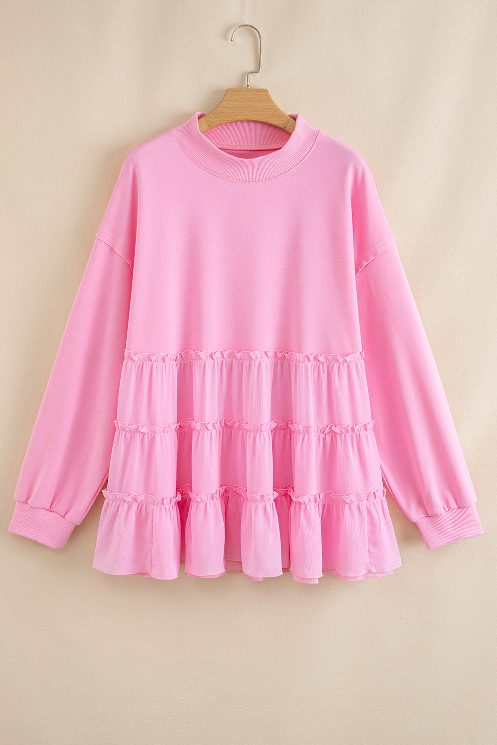 Pink Tiered Plus Size Blouse RTS