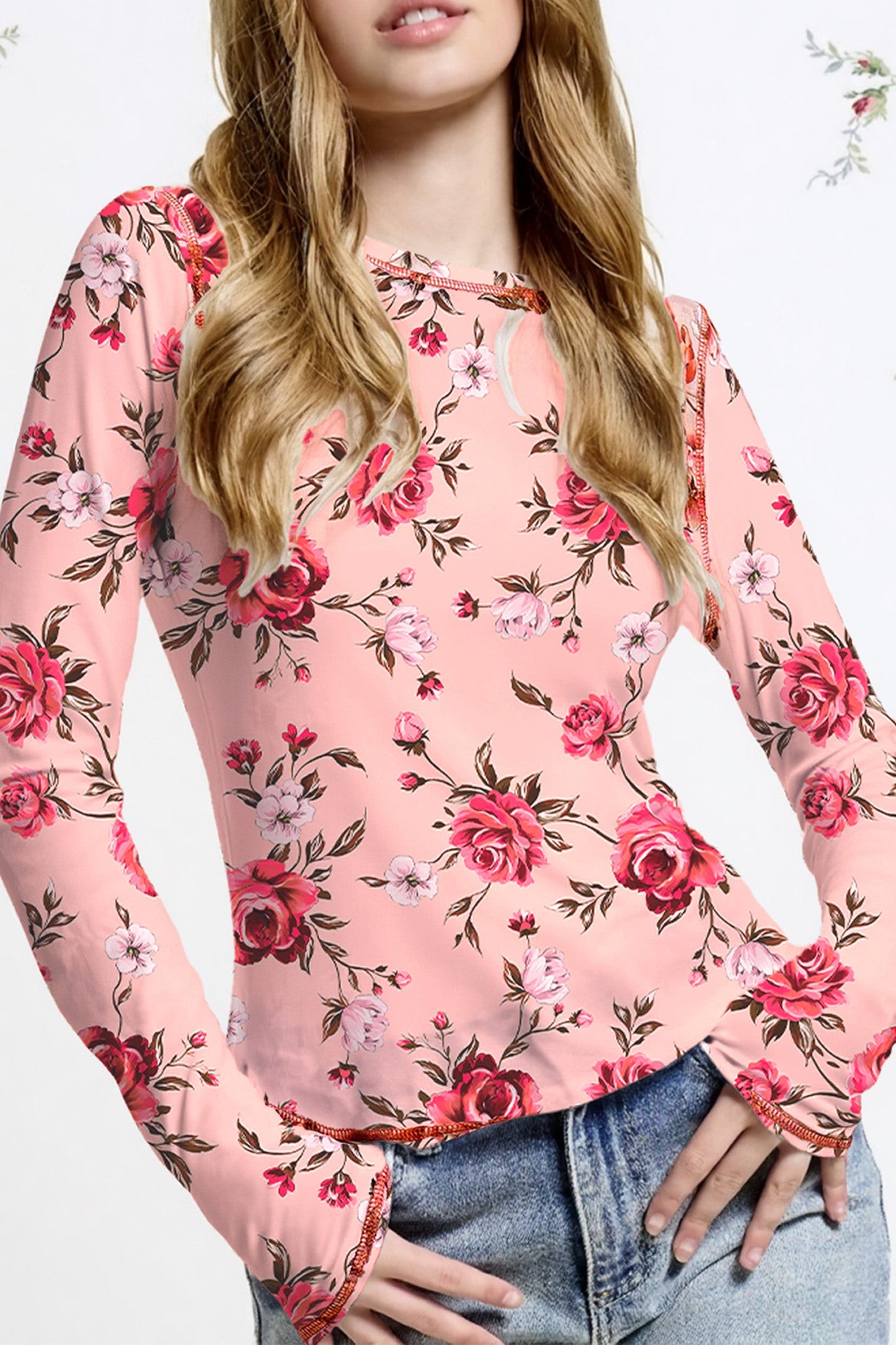 Pink Floral Mesh Top December.