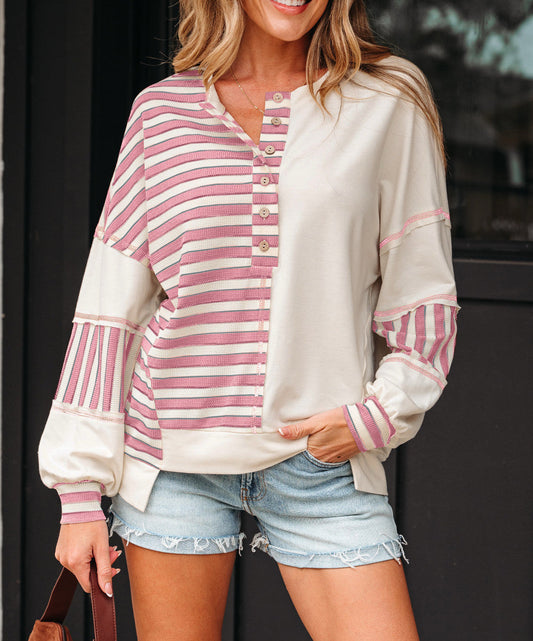 Pink Stripe Color Block Top LT