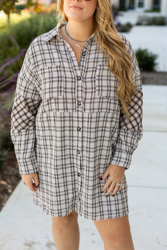 Plaid Plus Size Buttoned Dress RTS