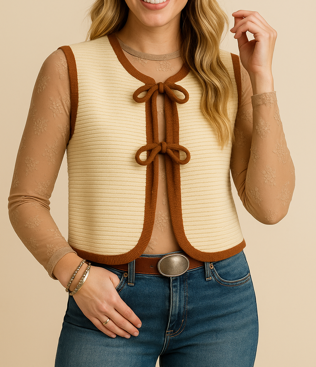 Ribbed Knit Tie Sweater Vest LT