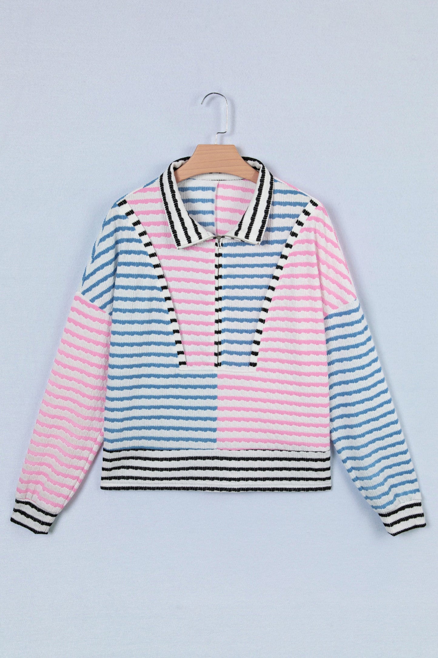 Striped Color Block Half Zip LT