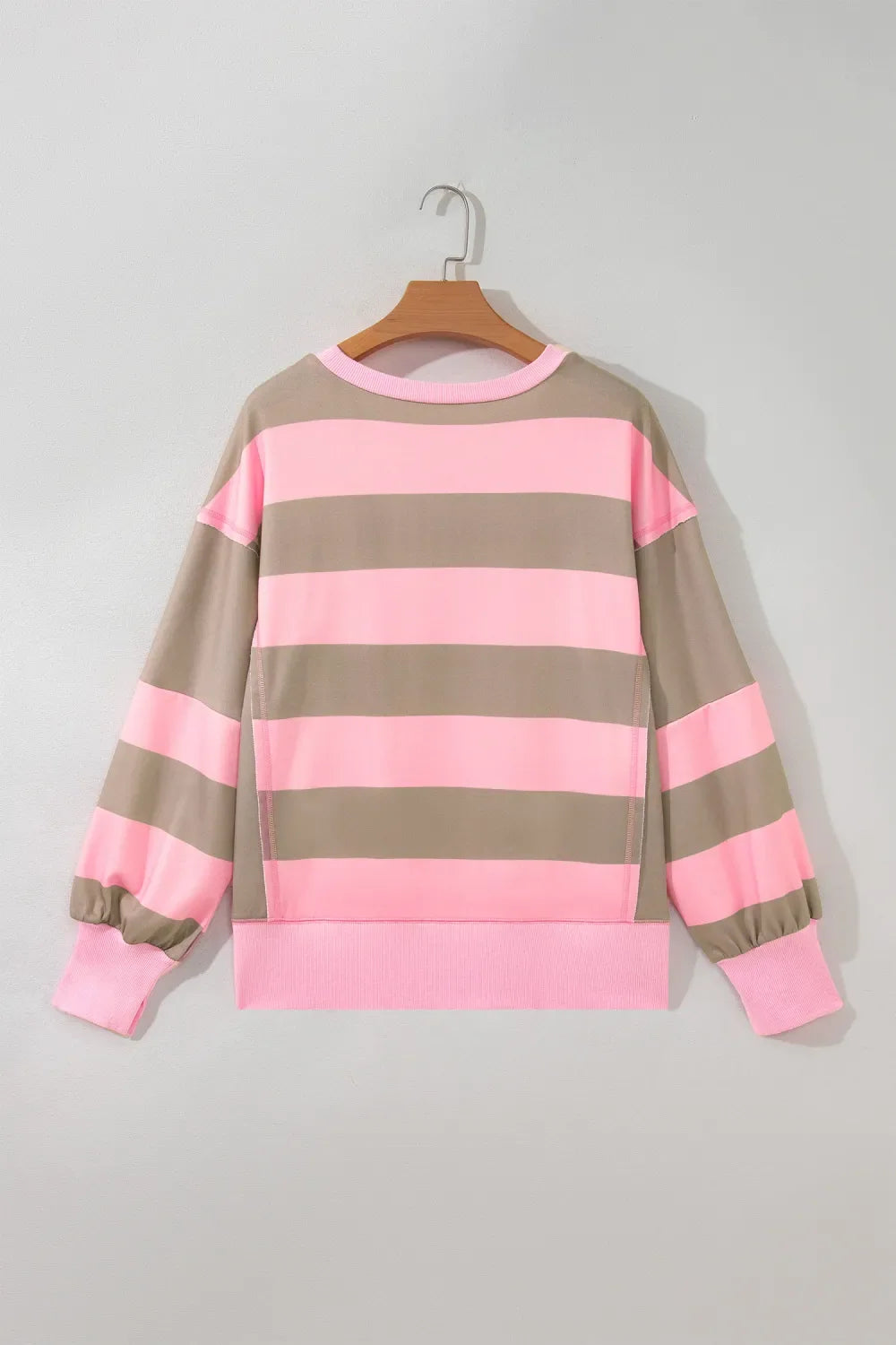 Pink Stripe Patch Pocket Sweatshirt