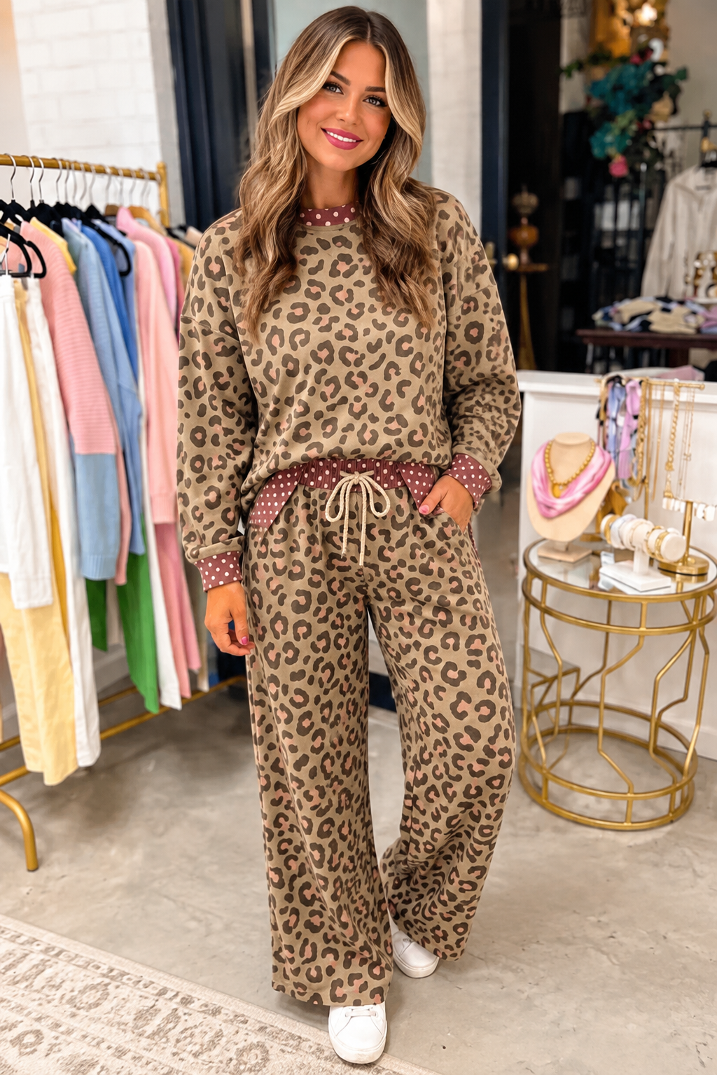 Leopard Polka Dot Two Piece Set