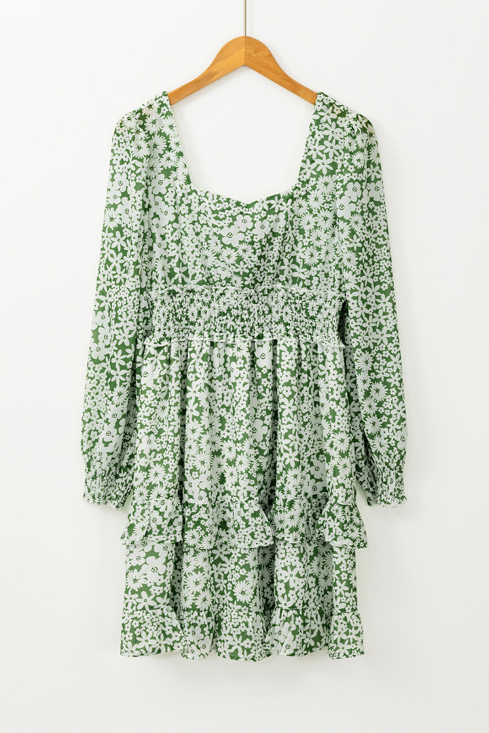 Green Floral Shirred Dress LT