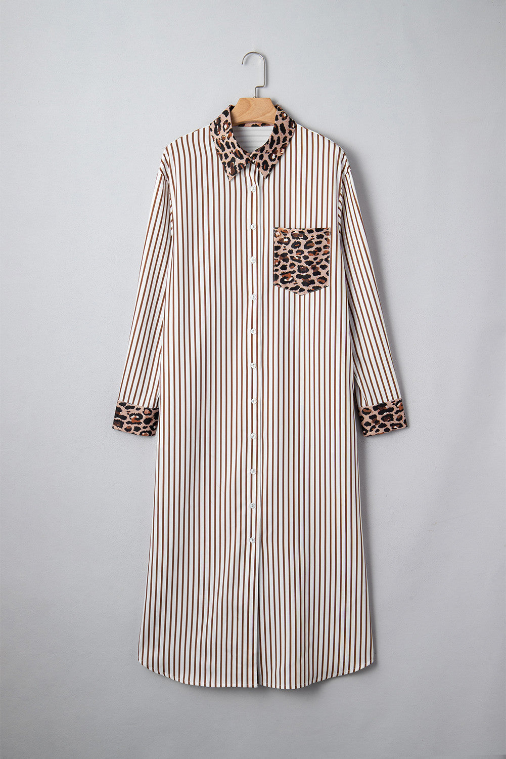 Stripe Leopard Button Dress Slits LT