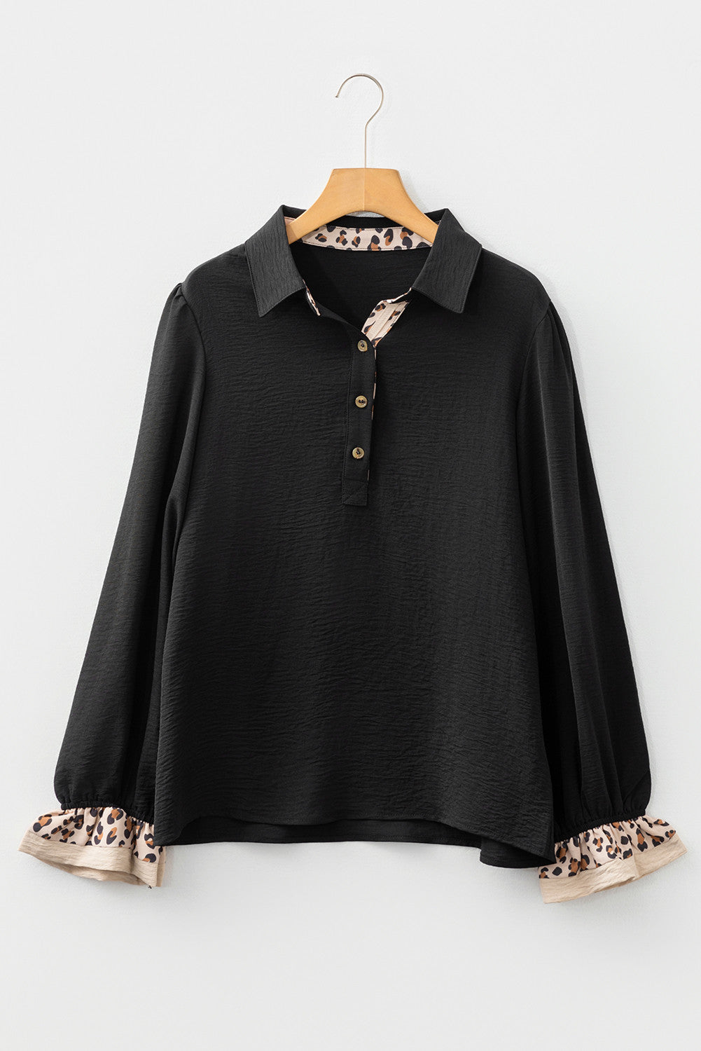 Black Leopard Collar Blouse LT