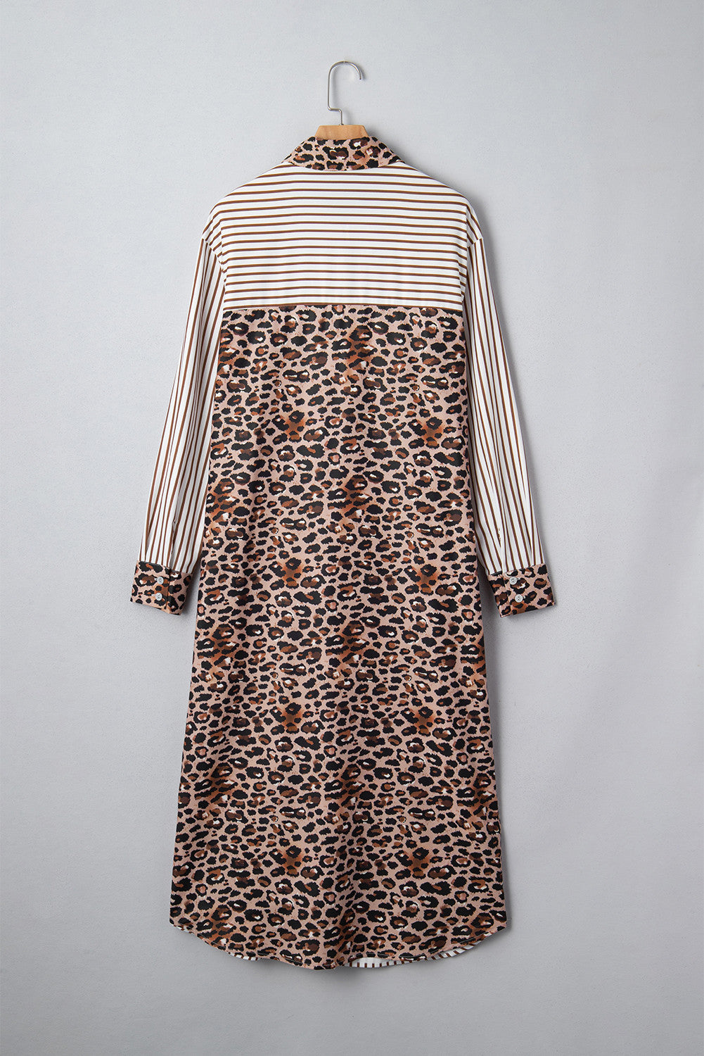 Stripe Leopard Button Dress Slits LT